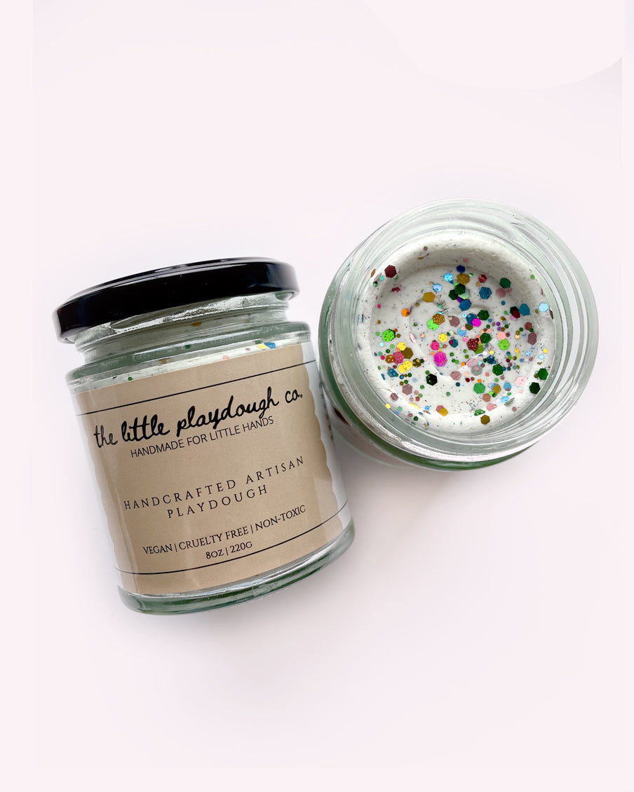 White Glitter Playdough