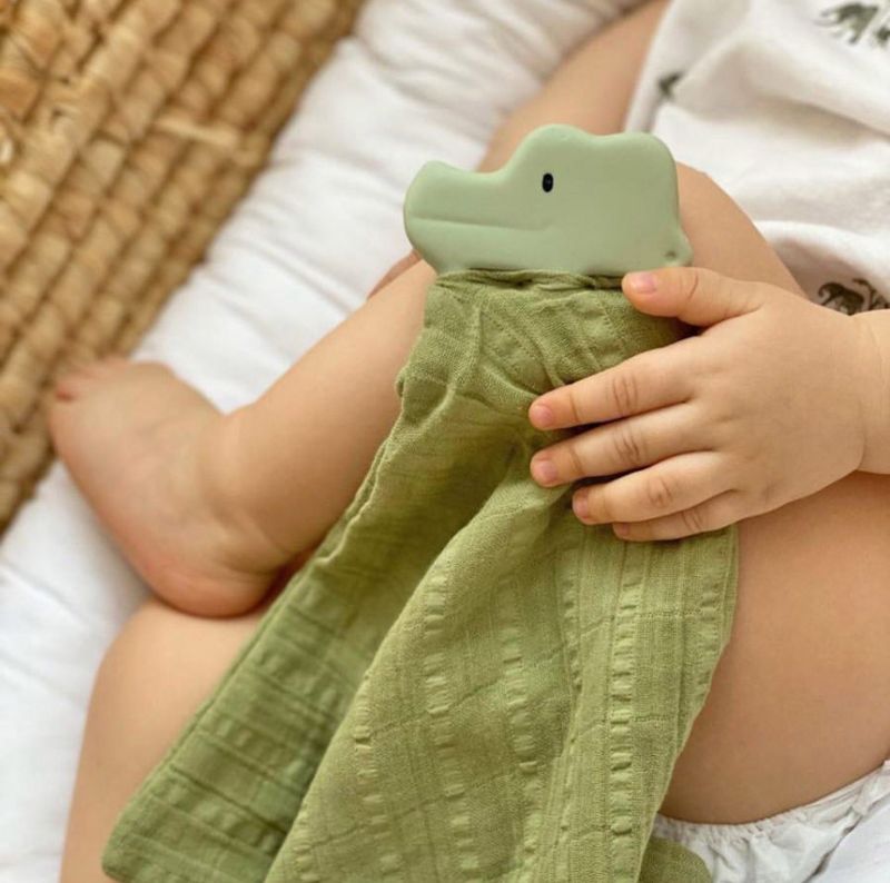 Crocodile Rubber Teether with a Muslin Comforter