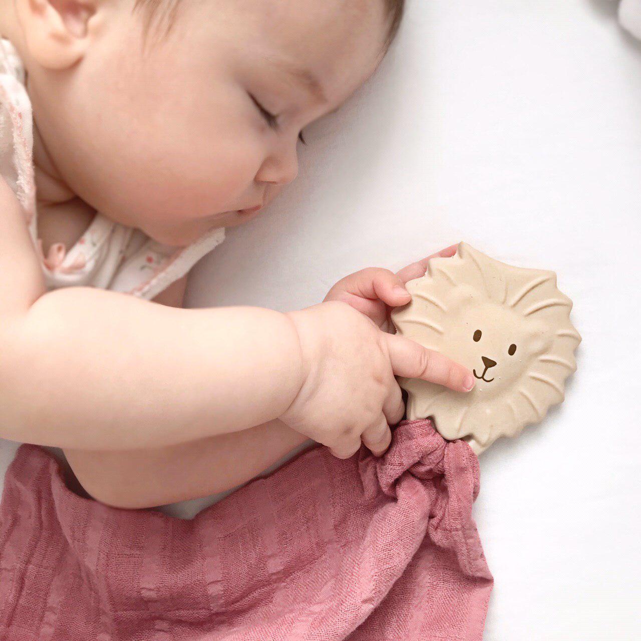 Lion Rubber Teether with a Muslin Comforter