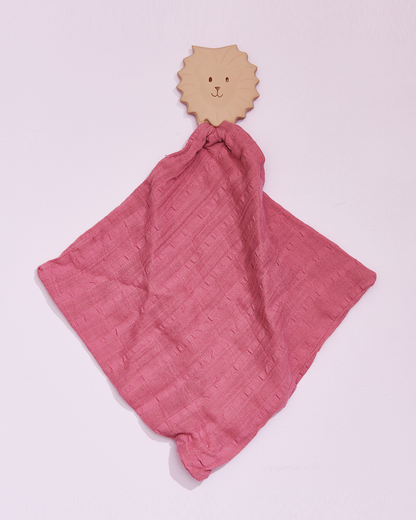 Lion Rubber Teether with a Muslin Comforter